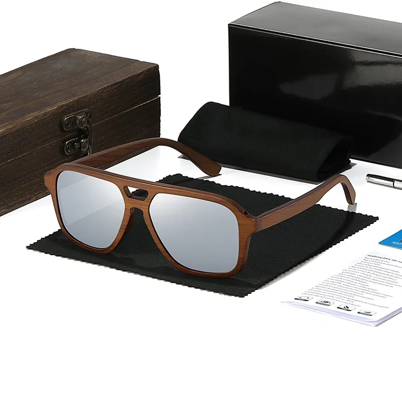 Модные поляризованные деревянные солнцезащитные очки HD из дуба для мужчин и
