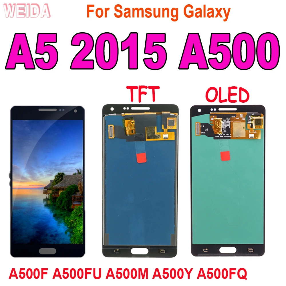 Pantalla LCD A500 para móvil, montaje de digitalizador con pantalla táctil para Samsung Galaxy A5 2015, A500, A500F, A500FU, A500M, A500Y, A500FQ