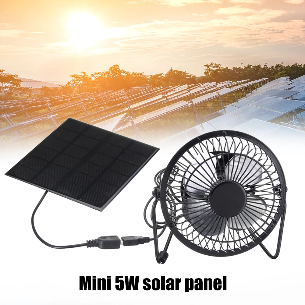 

5W USB Solar Exhaust Fan Air Extractor 4 inch Mini Ventilator Sun Panel Powered Cooling Fan for Office Outdoor Dog Chicken House