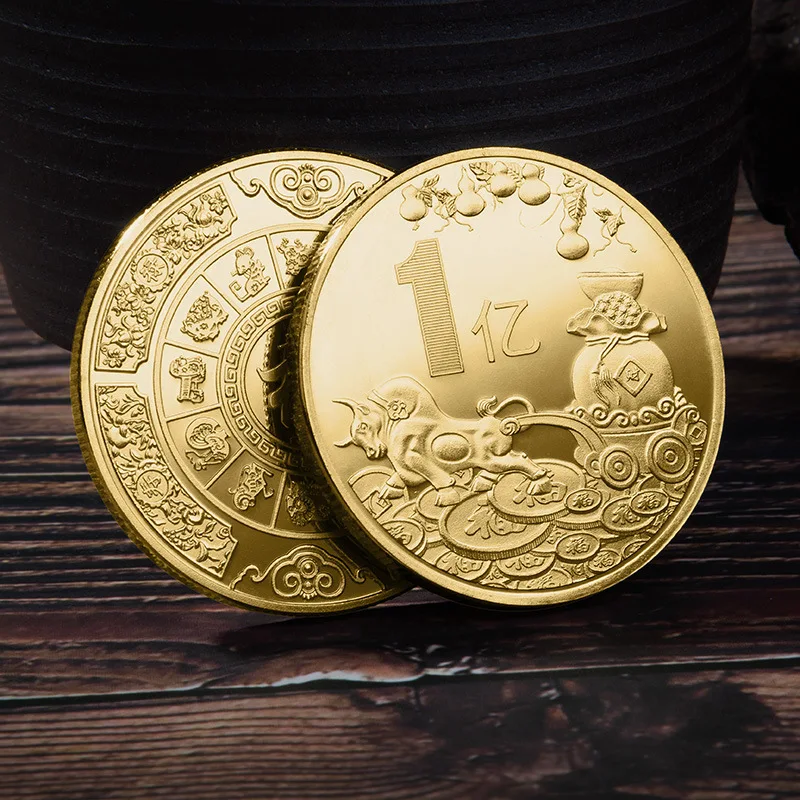 

1 Piece 2021 Good Luck Zodiac Coins Commemorative Coins Chinese Zodiac Souvenirs Happy New Year Coins Home Decor Gifts