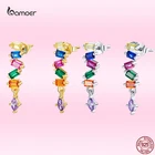 Bamoer 2021 летние цветные серьги-гвоздики для женщин с квадратным кубическим цирконием из стерлингового серебра 925 пробы, роскошные ювелирные изделия GXE1185