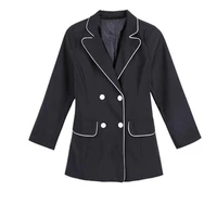 fashion women black korean small suit coat long sleeve double breasted notched women blazers and jackets