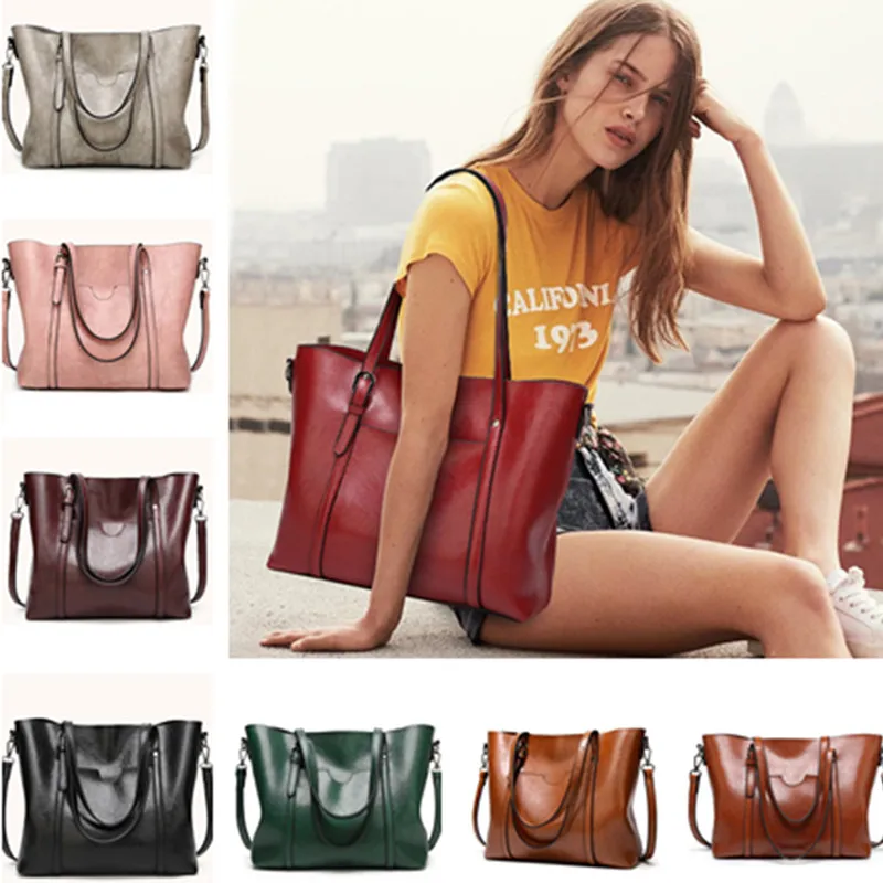 

Кожаная сумка на плечо, сумочки, Женская Повседневная сумка из вощеной кожи, роскошные дамские сумочки с кармашком для кошелька, женская бол...