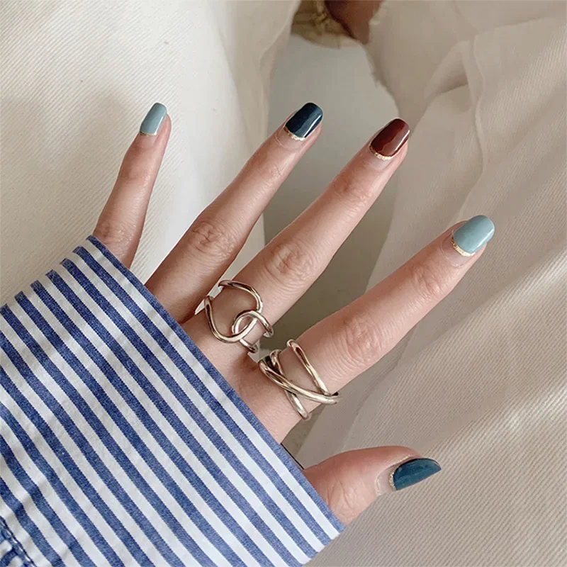 Винтажное корейское кольцо из серебра 925 пробы женское европейское простое