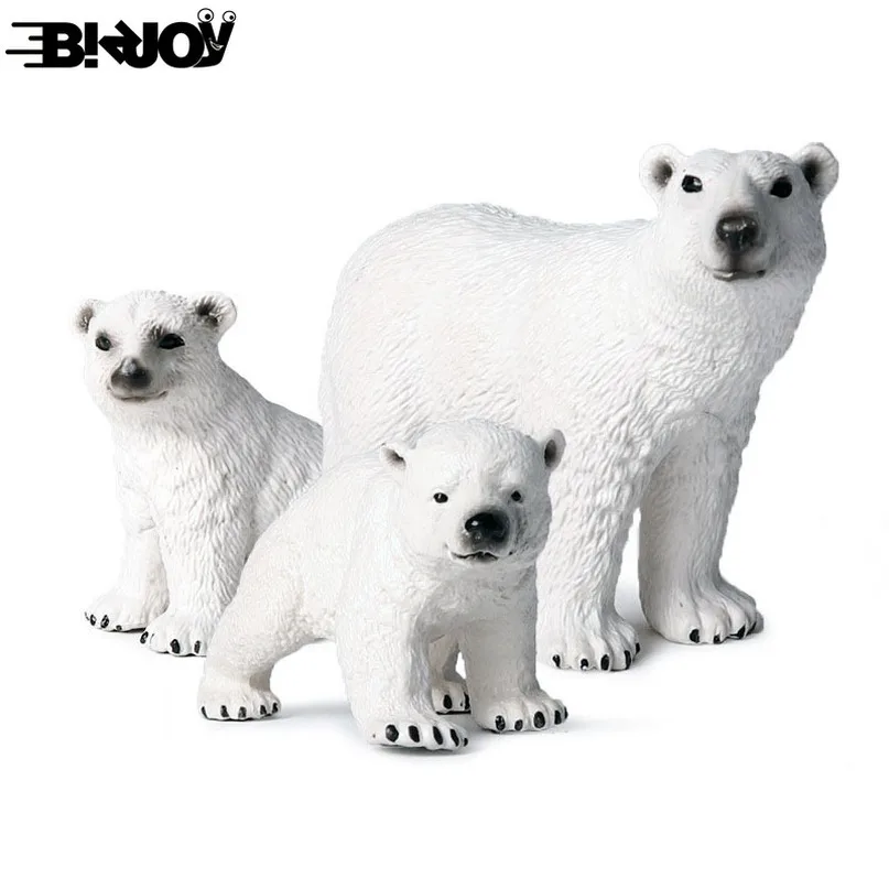 

Parent-child Polar Bear Toy Wild Animal Family Model Solid Ornaments Figures for Kids Educational Toys PVC Decor Xmax Gift