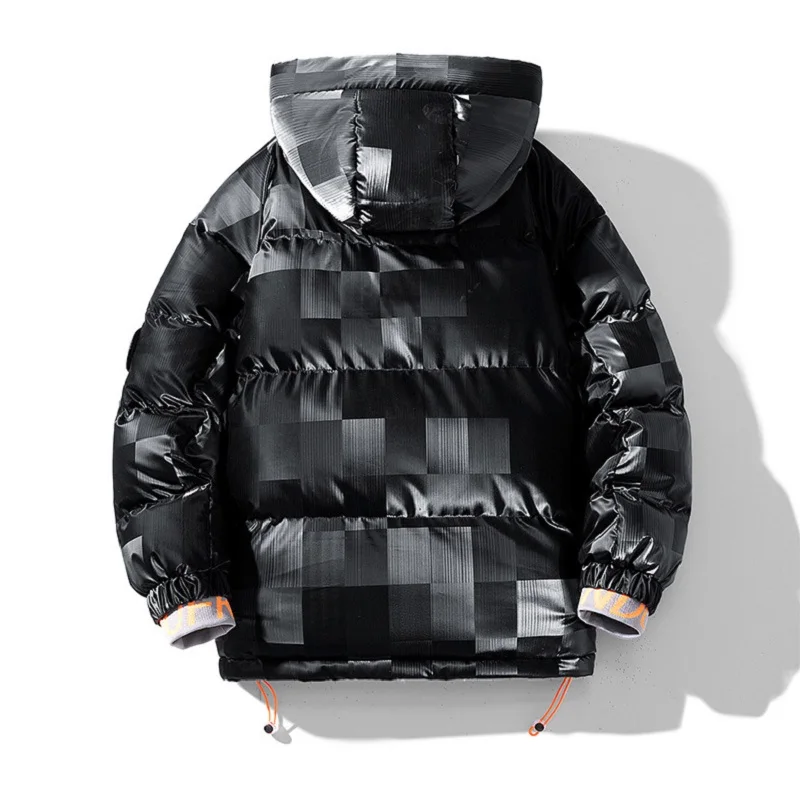 Mens Fashion Color blocking Winter Punk Hooded Jacket Outdoor Cold Proof Warm Sports Cotton Padded Clothes  Plus Size Clothes