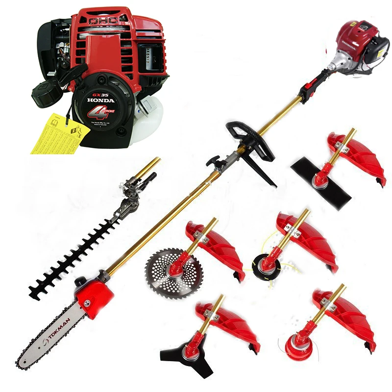 GX35 Multi 4 strokes 7 in 1 brush cutter pole saw weed wacker hedge trimmer garden tool