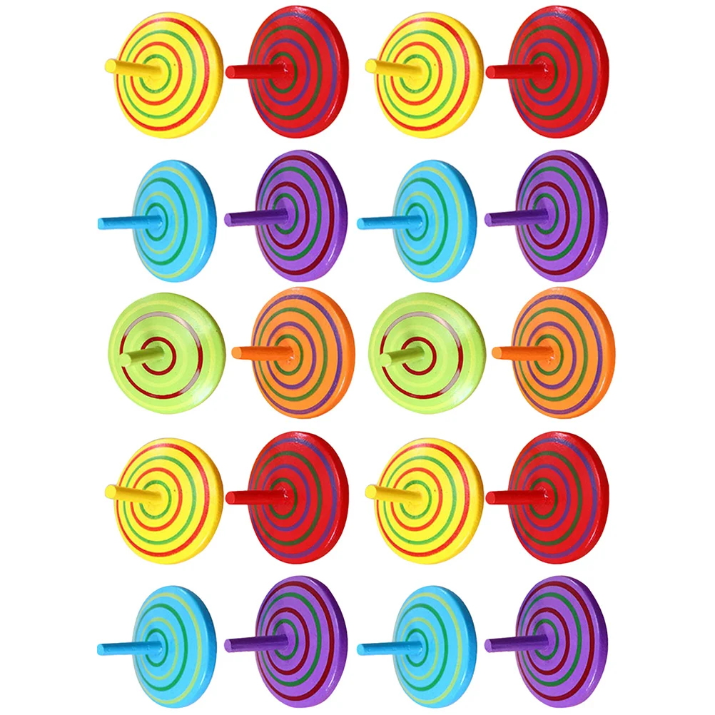 

20 Pcs Wood Baby Toy Wooden Top Children Supply Casual Portable Tops Toys Rotating Gyro Cartoon Kids Small