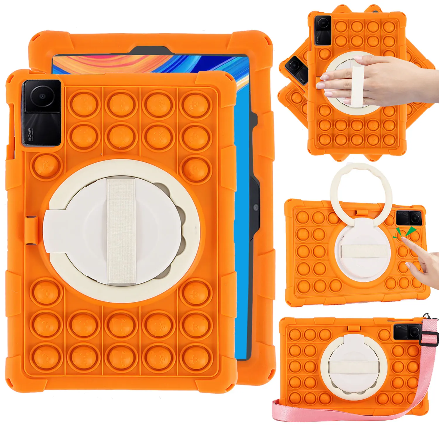 

Rotating Stand Pen Holder For Xiaomi RedMi Pad 10.6 2022 Protective Case Tablet Soft Silicon Strap Push Bubble Kids Funda Cover