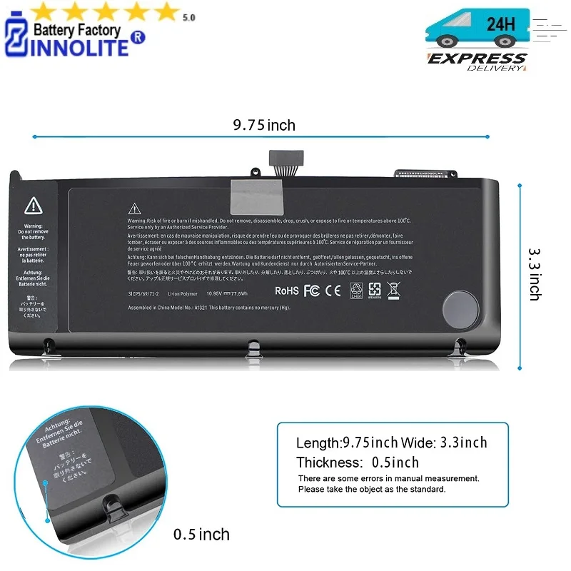 A1321 Replacement Laptop Battery for Mid 2009 2010 MacBook Pro Battery 15 inch A1286 Apple A1321 020-6380-A 020-6766-B 661-5211