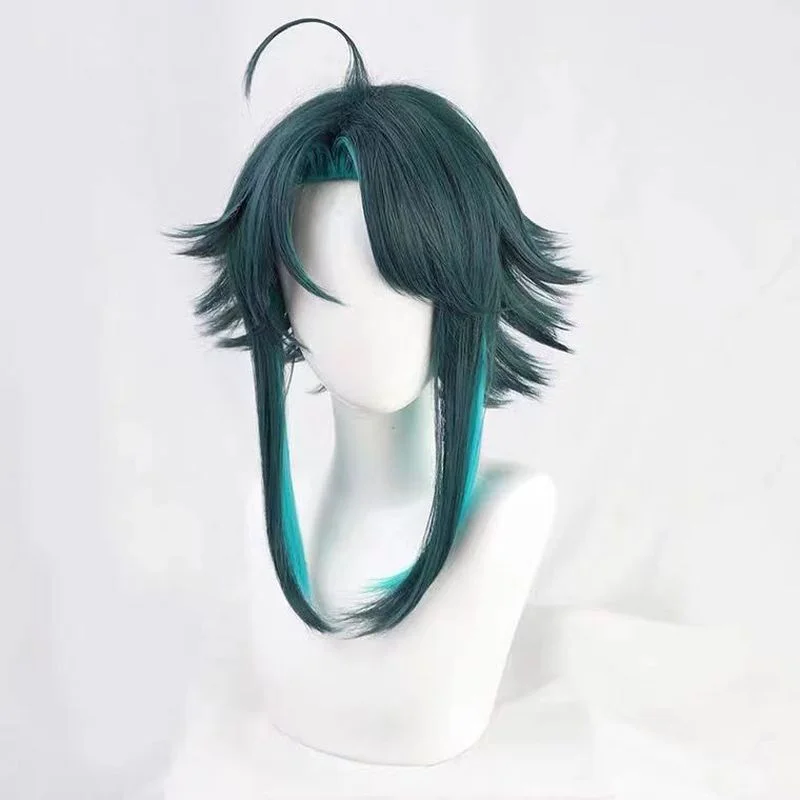 

Genshin Impact Xiao Wig Cosplay Dark Green Synthetic Short Straight Heat Resistant Hair Adult Women Anime Game Role Play