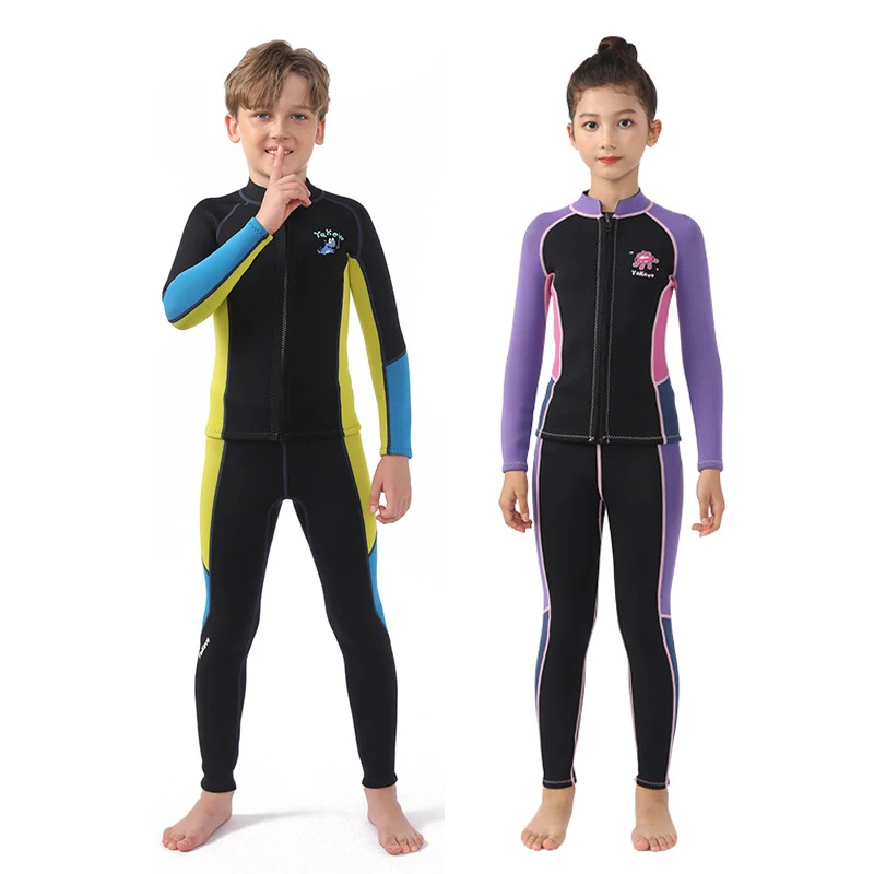 Гидрокостюм из 2 шт./компл. детский гидрокостюм неопрена 5 мм рубашка с длинными