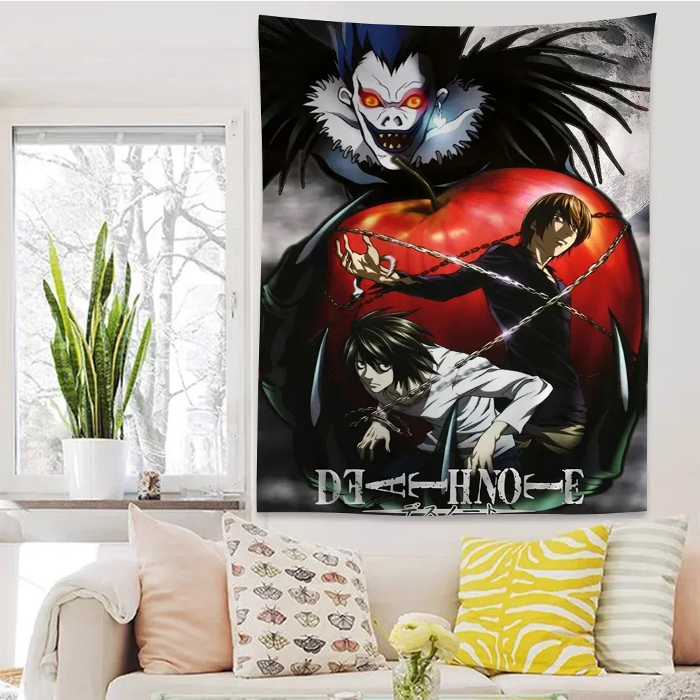Death Note DN L Аниме Гобелен Настенный В Стиле Хиппи Цветочный Декор Для Общежития