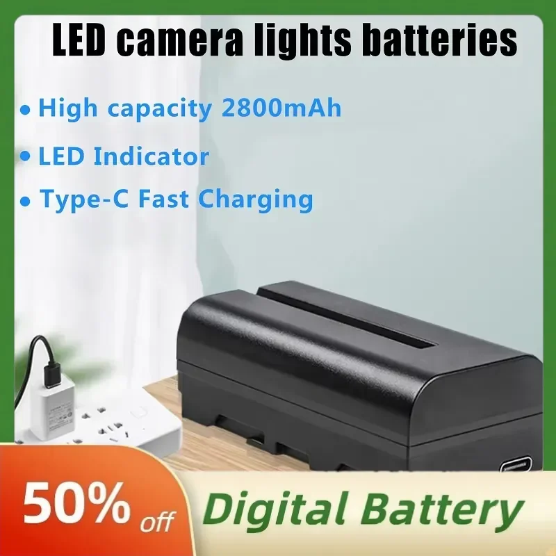 Фото Аккумулятор NP-F550C NP-F550 F570 7.2В 2800мАч с портом быстрой зарядки USB-C для светодиодных видеосветильников Godox и LED-панелей №4