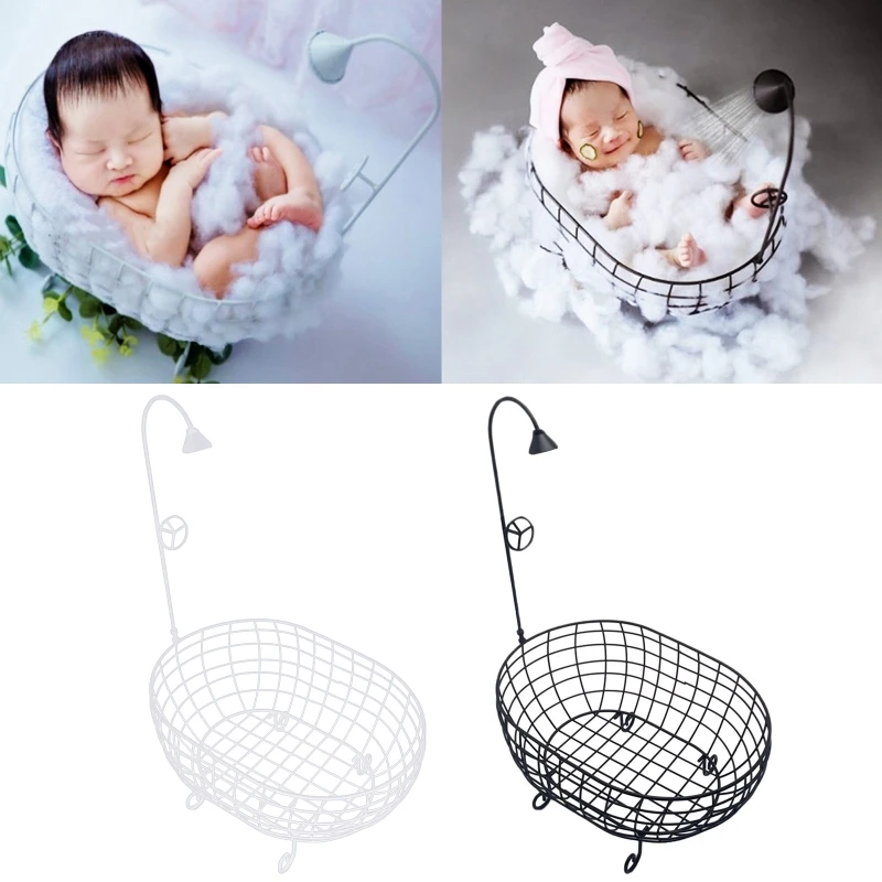 

L21F Baby Photography Props Iron Woven Bathtub Newborn Photo Shoot Seat Posing Background for Baby Boys Girls