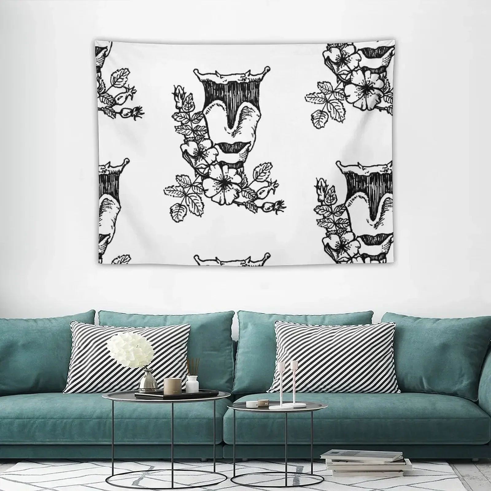 Ларнкс с цветами анатомия ботанический рисунок гобелен забавные настенные