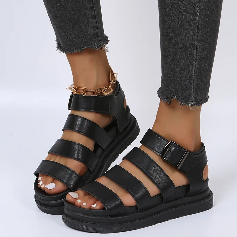 Summer Women's Sports Sandals Platform Sandals Ladies Roman Buckle Beach Shoes Comfortable Wedge Heel Sandals Big Size 41 42 43