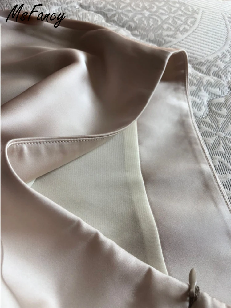 Комплект из рубашки и юбки Msfancy Женский атласный комплект 2 предметов рубашка с