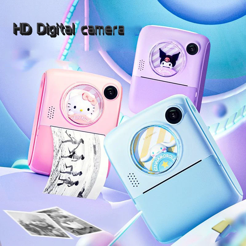 

Sanrio Kuromi Hello Kitty Cinnamoroll Camera Digital Polaroid Kawaii Cartoon Portable HD Printable for Outdoor Photography Gifts