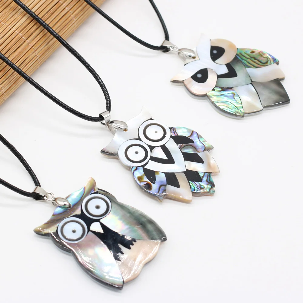 

Natural Shell Abalone White Alloy Animal Owl Pendant Necklace For Jewelry MakingDIY Necklaces Accessories Charm Gift Party55+5cm