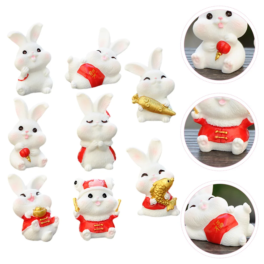

Искусственный китайский новогодний кролик, настольные игрушки, садовая статуя зодиака, настольное украшение, Фигурка кролика зодиака, укра...