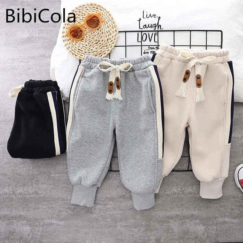 

Baby Sweatpants Winter Velvet Thickening 2022 New Beam Mouth Loose Children's Pants Girls Boys Elastic Waist Sports Casual Pants