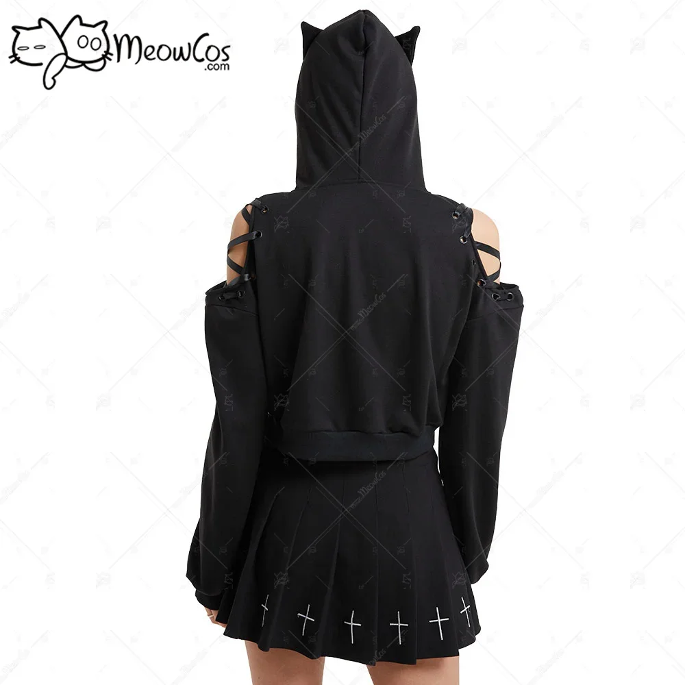 Meowcos сексуальная милая готическая темная стильная плюшевая толстовка с