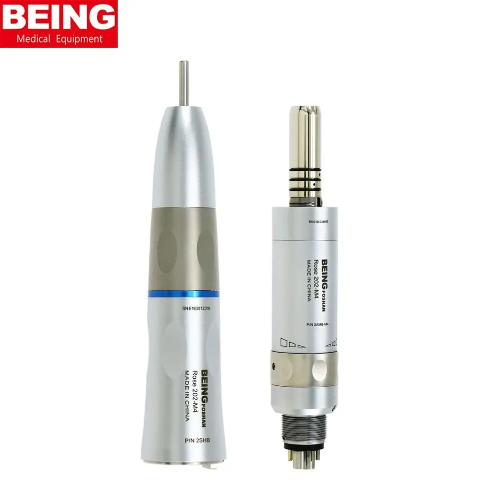 BEING Low Speed Handpiece Dental Fiber Optic 1:1 Straight Handpiece Internal Water Spray 6 Holes LED Air Motor ISO E Type