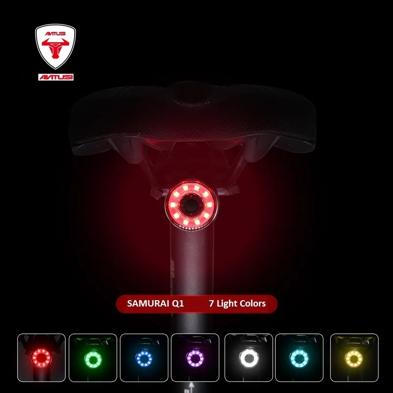 

ANTUSI Q1 Night Cycling Safety Rear Light USB Charge Road Bike Taillight MTB 7 Colors Warning Lamp IPX6 Waterproof Bicycle Light