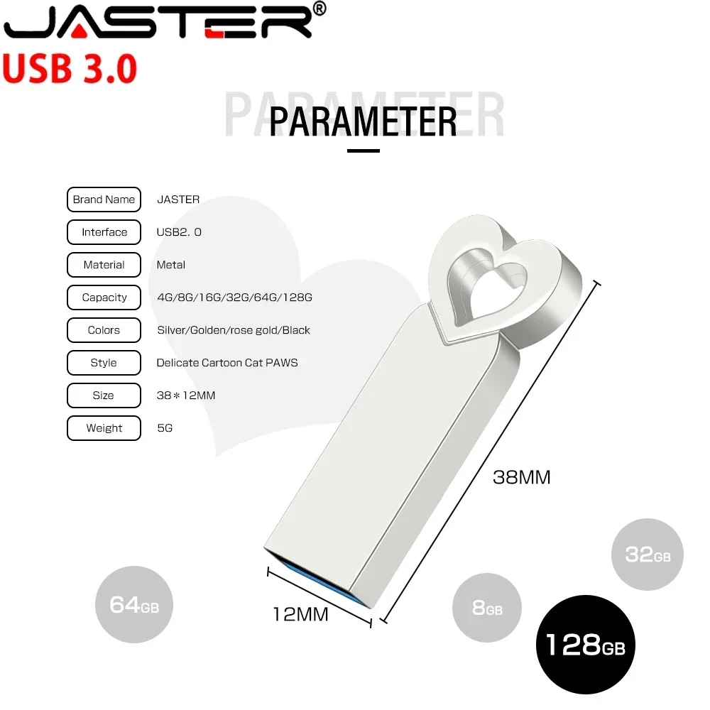 USB-флешка 64 ГБ USB-накопитель 8 Металлический флэш-накопитель 16 Любовь Свадебный