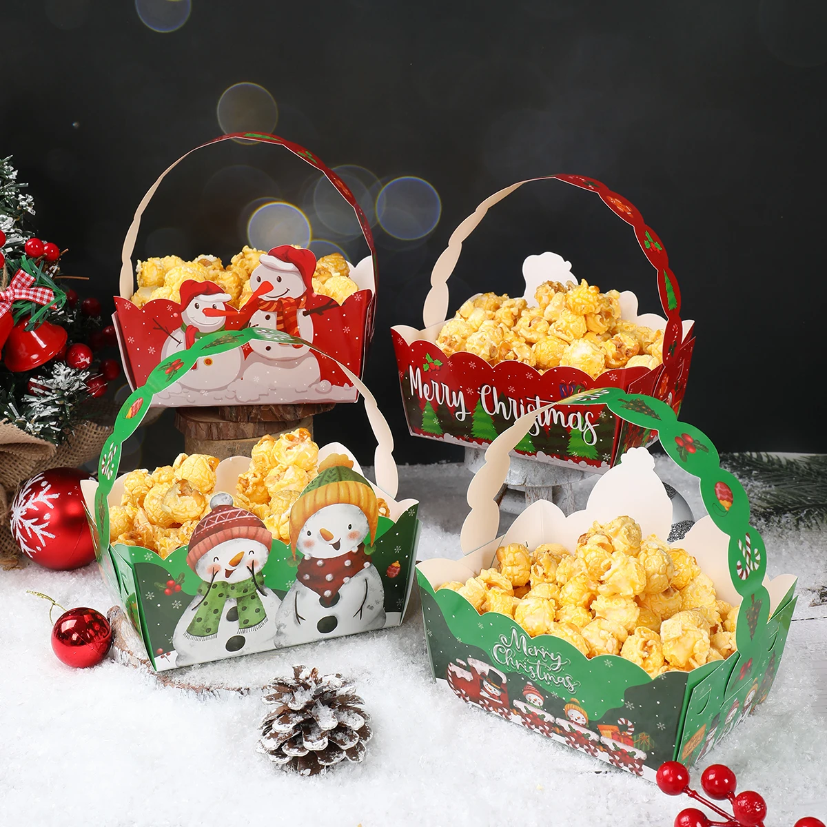 4 шт. Новогодняя корзина для конфет и печенья