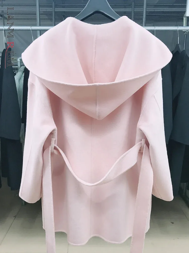 LANMREM шерстяное пальто средней длины женское двустороннее кашемировое с