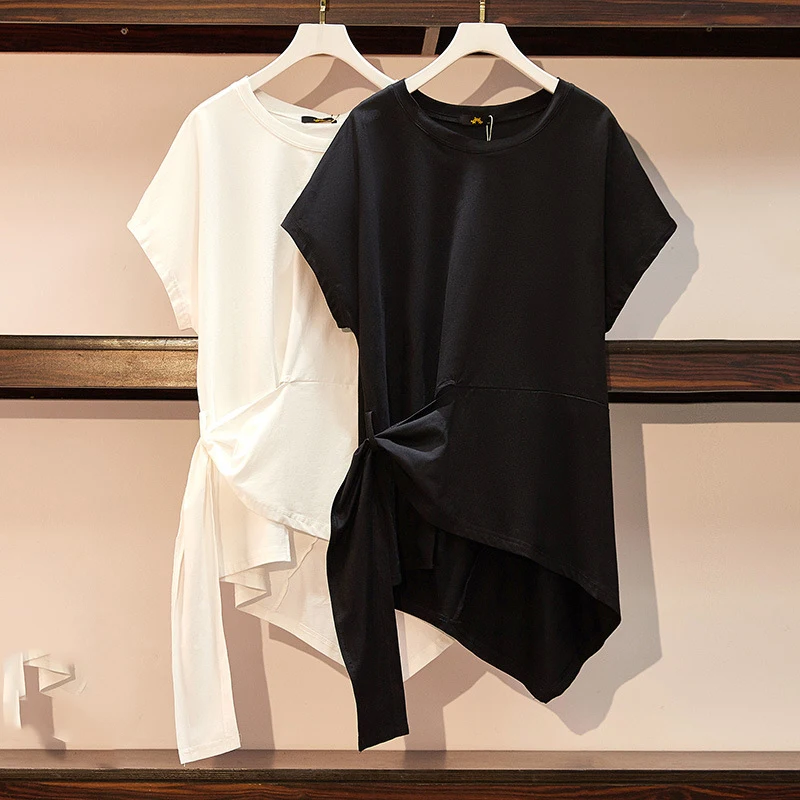 

Irregular top 2022 summer pregnant women fashion women's short sleeved t-shirt White