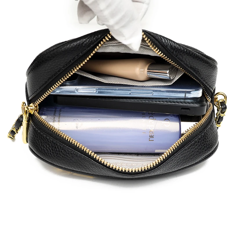 Genuine Leather Plaid Women's Small Crossbody Bag Lightweight Chain  Messenger Bag Handbag Purse Summer Travel Bag for Female