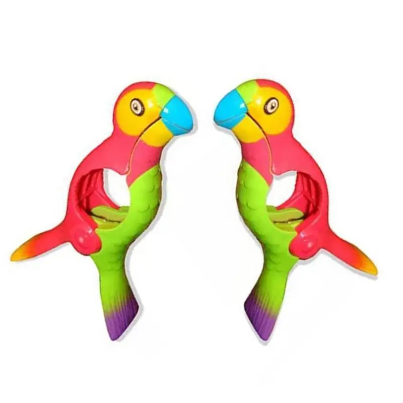 

2PCS Towel Clips Parrot Bird Plastic Beach Clothes Clip Quilt Socks Hanger Clips Plastic Clothespin Black Laundry Hangers