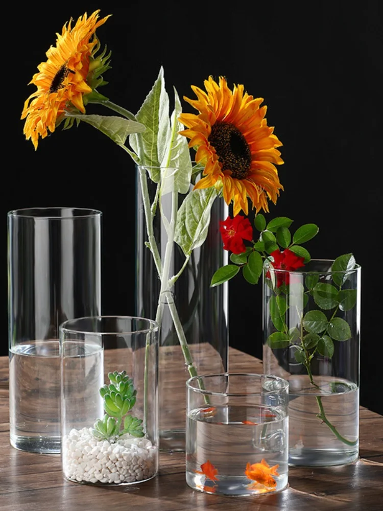 

Ecological glass vase, straight tube glass vase, creative high borosilicate landscape vase