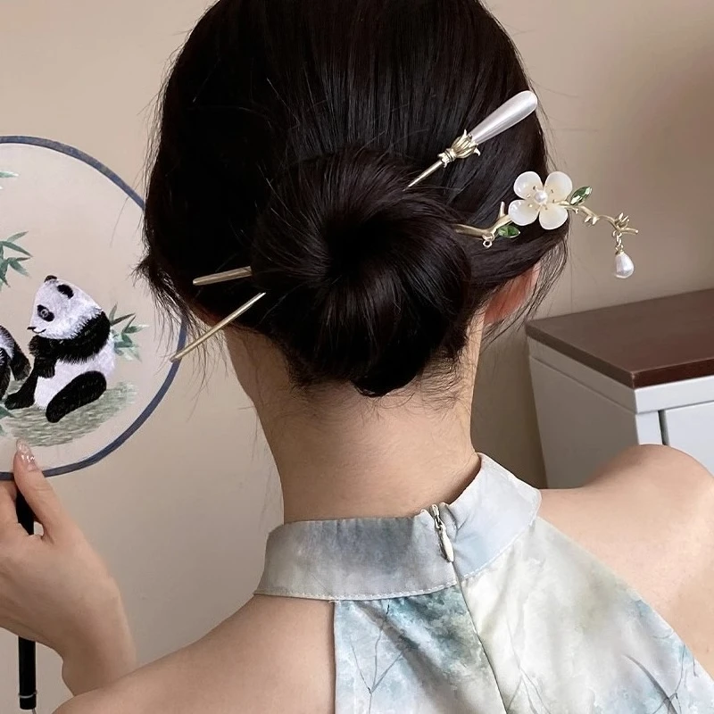 Фото Аксессуары для волос Hanfu в древнем стиле, заколки для волос, аксессуары для волос в стиле ретро, одежда из сплава с цветами, женская одежда №3