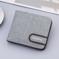 2021 new canvas zipper short mens wallet fashion multi function mens wallet credit card cardholder wallet manager