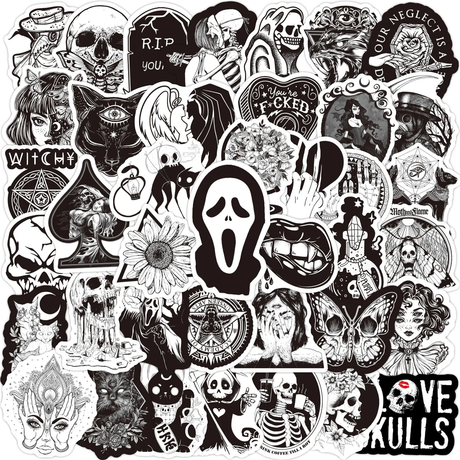 Наклейки в готическом стиле и наклейки с произведениями искусства 100 шт.