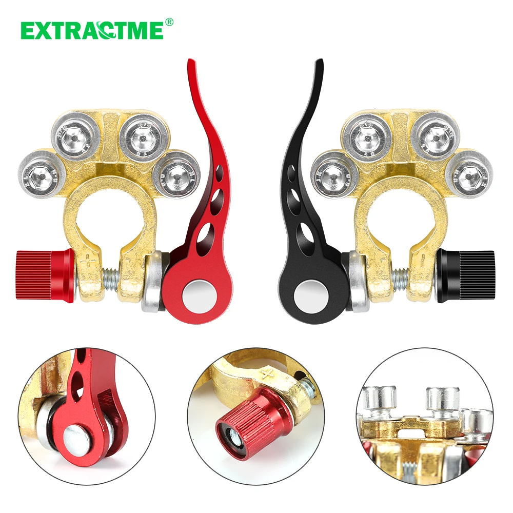 

Extractme 12V Car Battery Terminals Auto Terminal Connector Battery Bornes Cable Terminal Adapter Copper Clamps Clip Screw