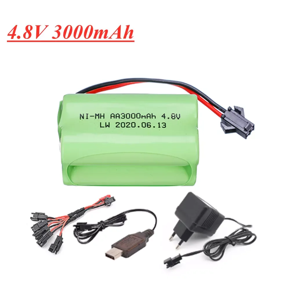 

Battery 3000mah AA NiMH Battery For Rc toys Cars Tanks Robots Boats Guns 4.8v Rechargeable Battery Pack SM plug with cable