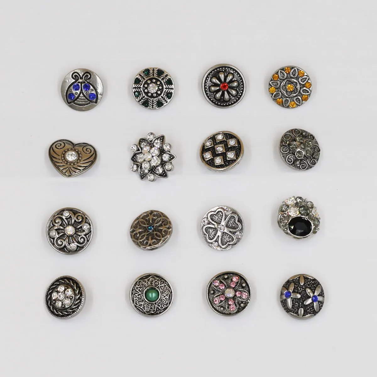 

5PCS/lot Mixed Metal Snap Buttons 18mm Rhinestone Flower DIY Charm for Men Women Snap Jewelry Bangle Necklace Making Accessories