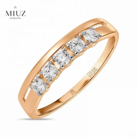 Золотое кольцо c фианитом, 585 пробы,  MIUZ Diamonds (Московский ювелирный завод)