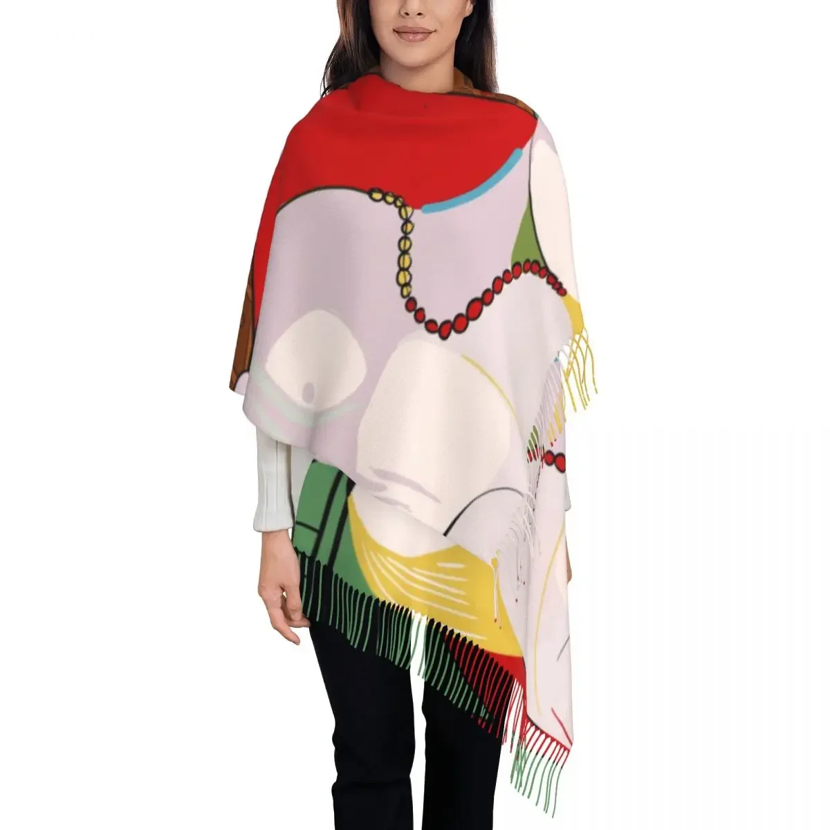 

Ladies Long Picasso's Dream Scarves Women Winter Fall Soft Warm Tassel Shawl Wrap Pablo Picasso Scarf