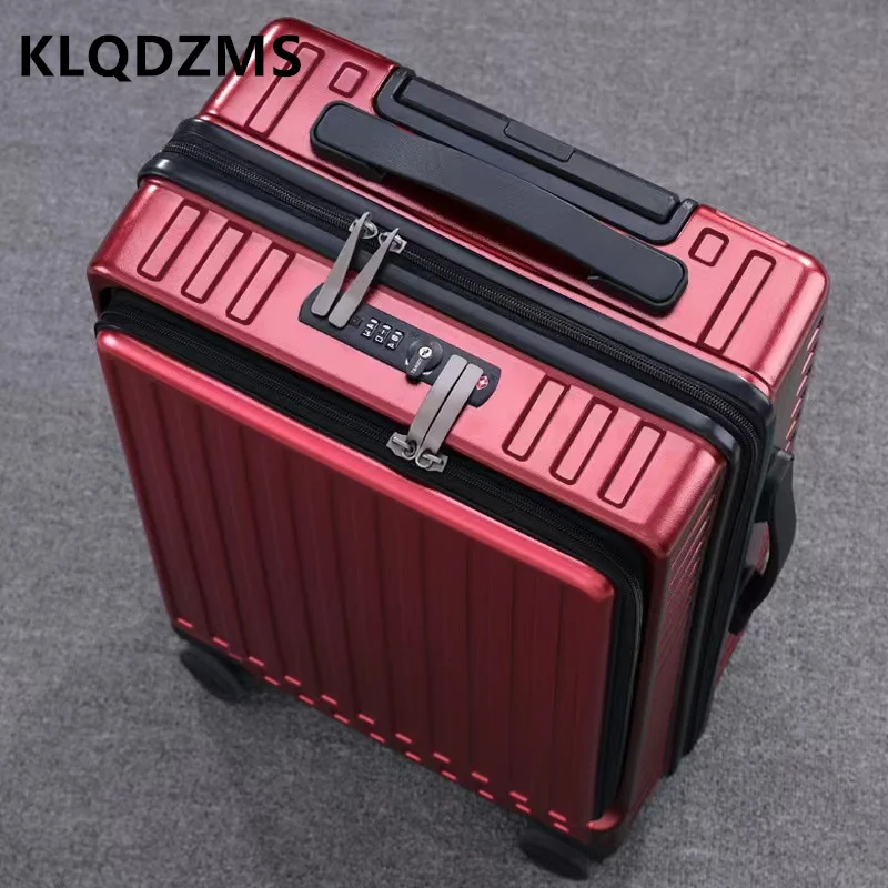 

KLQDZMS 20"22"24"26 Inch New Suitcase Front Opening Aluminum Frame Trolley Case Universal Business Boarding Box Rolling Luggage