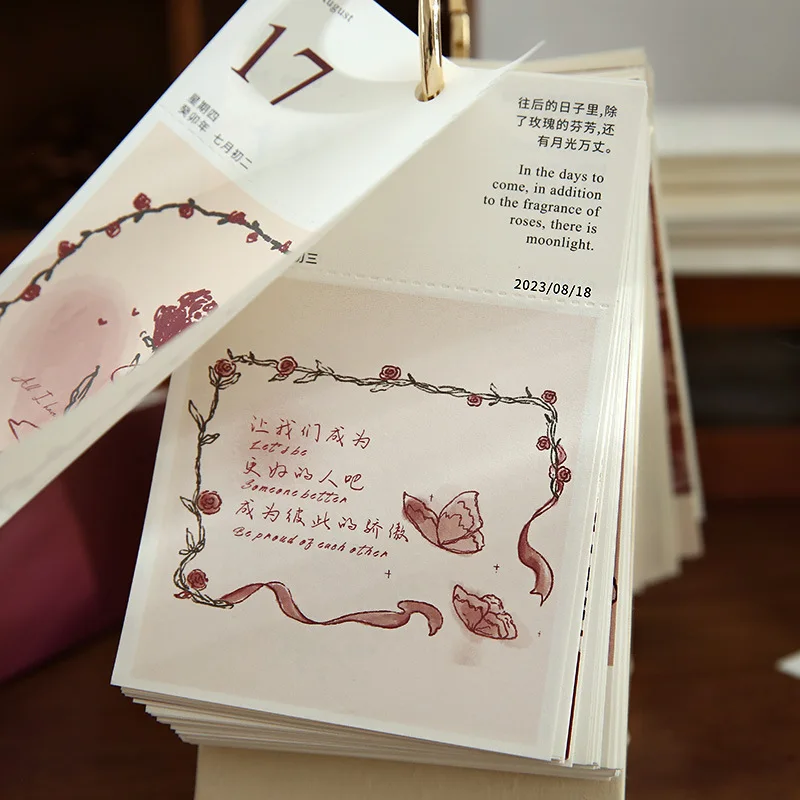 

2023 Time Rose 365 Calendar Hand-Drawn Desktop Desk Calendar One Page A Day