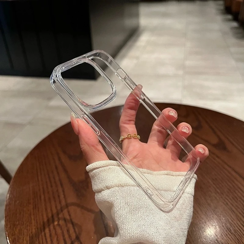 

For iPhone 11 12 13 14 Pro XS MAX MINI X XR SE 7 8 Plus Transparent Crystal Shockproof Hard Acrylic Soft Silicone Bumper Cover