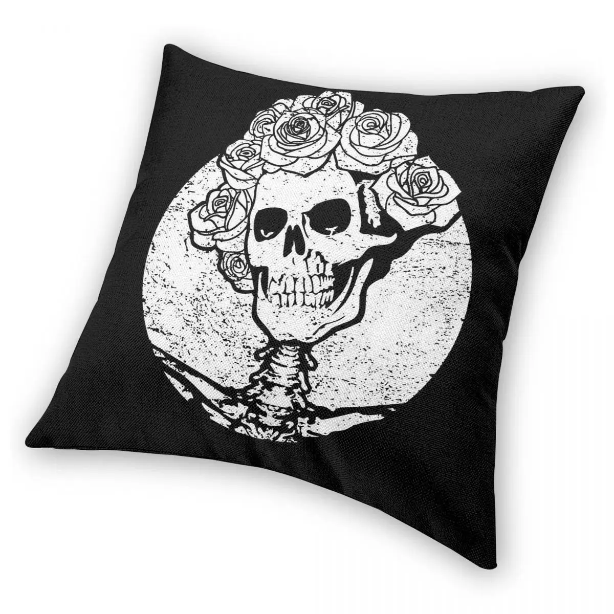 Квадратная наволочка Grateful Dead Skull & Roses из полиэстера, льна и бархата с принтом, декоративная наволочка на молнии, чехол для домашней подушки (art.: 3920da0c035a2) - 3920da0c035a2