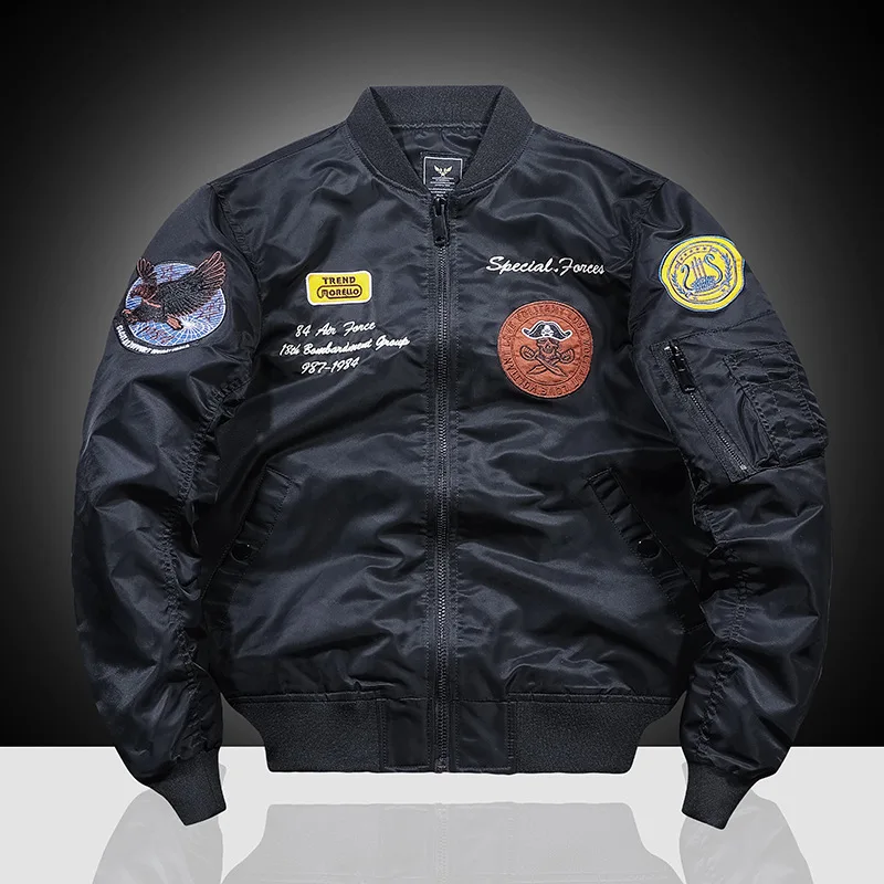 

[Cotton/Thin] Workwear Jacket New Autumn and Winter Air Force MA1 Pilot Jacket Men's Embroidered Baseball Uniform Coat