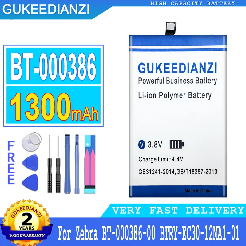 

BT000386 (EC30) 1300mAh High Capacity Battery For Zebra EC30 BT-000386-00 BTRY-EC30-12MA1-01 BTRYEC3012MA101 Li-polym Bateria